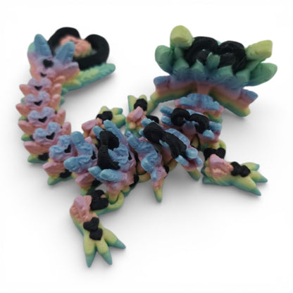 Pastel Rainbow and Black Light Heart Baby Dragon rear detail
