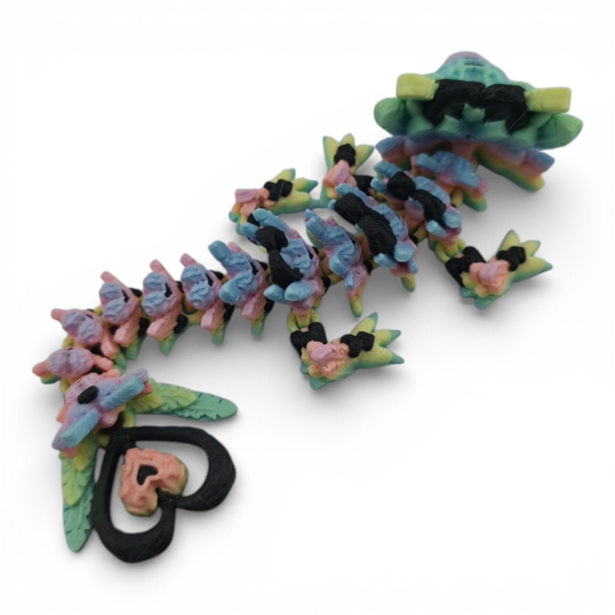 Pastel Rainbow and Black Light Heart Baby Dragon top view