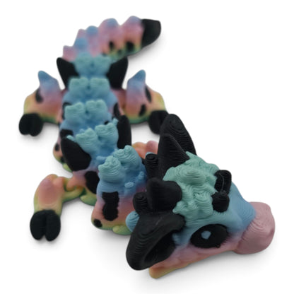 Baby Cow Dragon – Pastel Rainbow– 6"  Articulated Fantasy Collectible | 3D Printed Mechanical-Inspired Desk & Shelf Decor