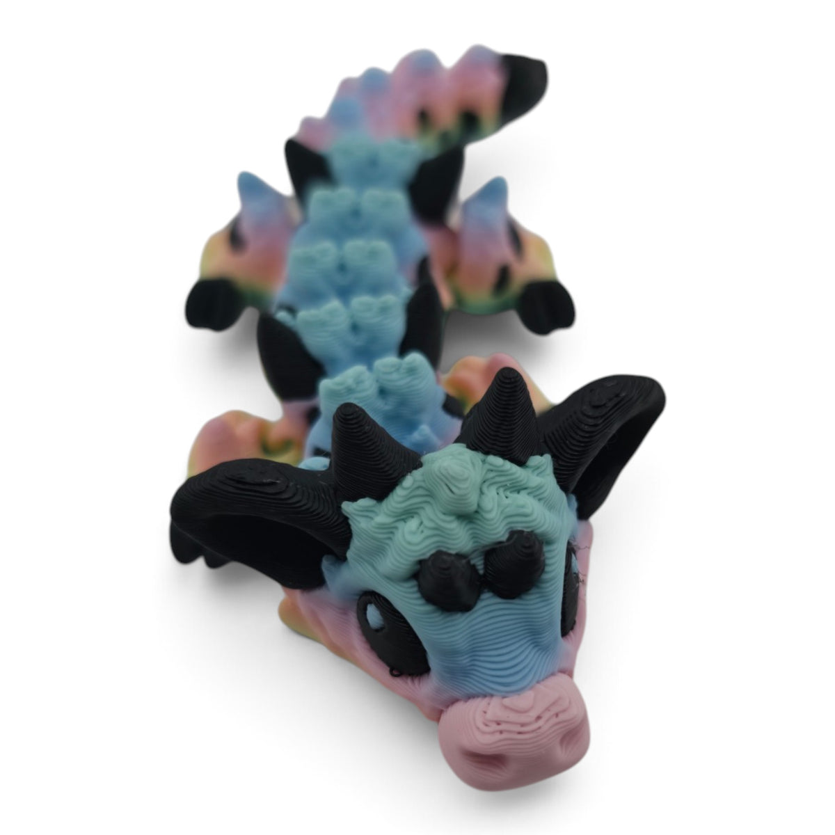 Baby Cow Dragon – Pastel Rainbow– 6"  Articulated Fantasy Collectible | 3D Printed Mechanical-Inspired Desk & Shelf Decor