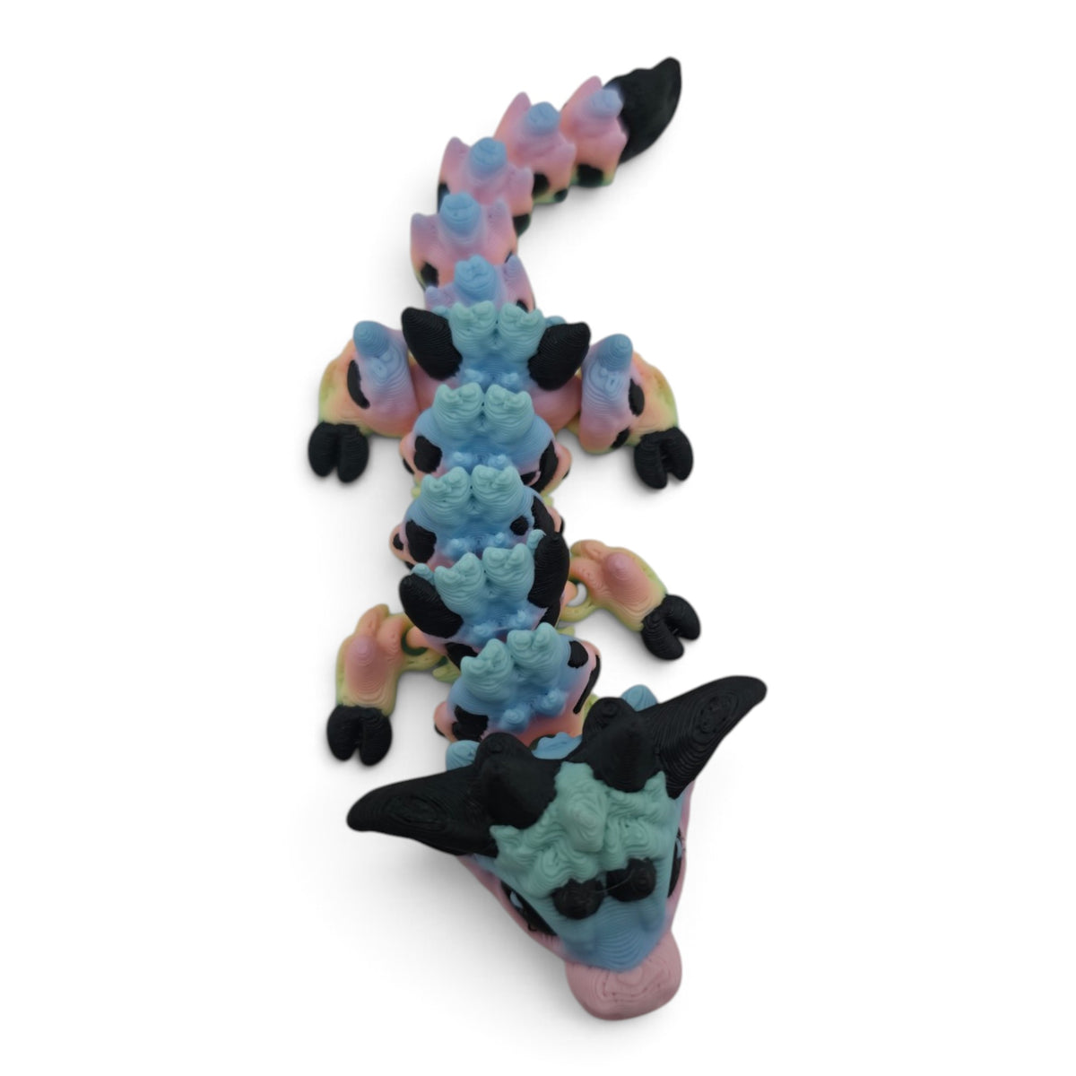 Baby Cow Dragon – Pastel Rainbow– 6"  Articulated Fantasy Collectible | 3D Printed Mechanical-Inspired Desk & Shelf Decor