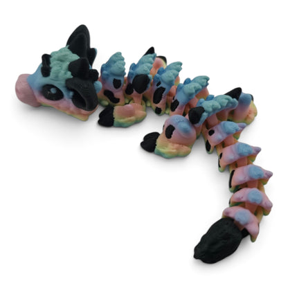 Baby Cow Dragon – Pastel Rainbow– 6"  Articulated Fantasy Collectible | 3D Printed Mechanical-Inspired Desk & Shelf Decor