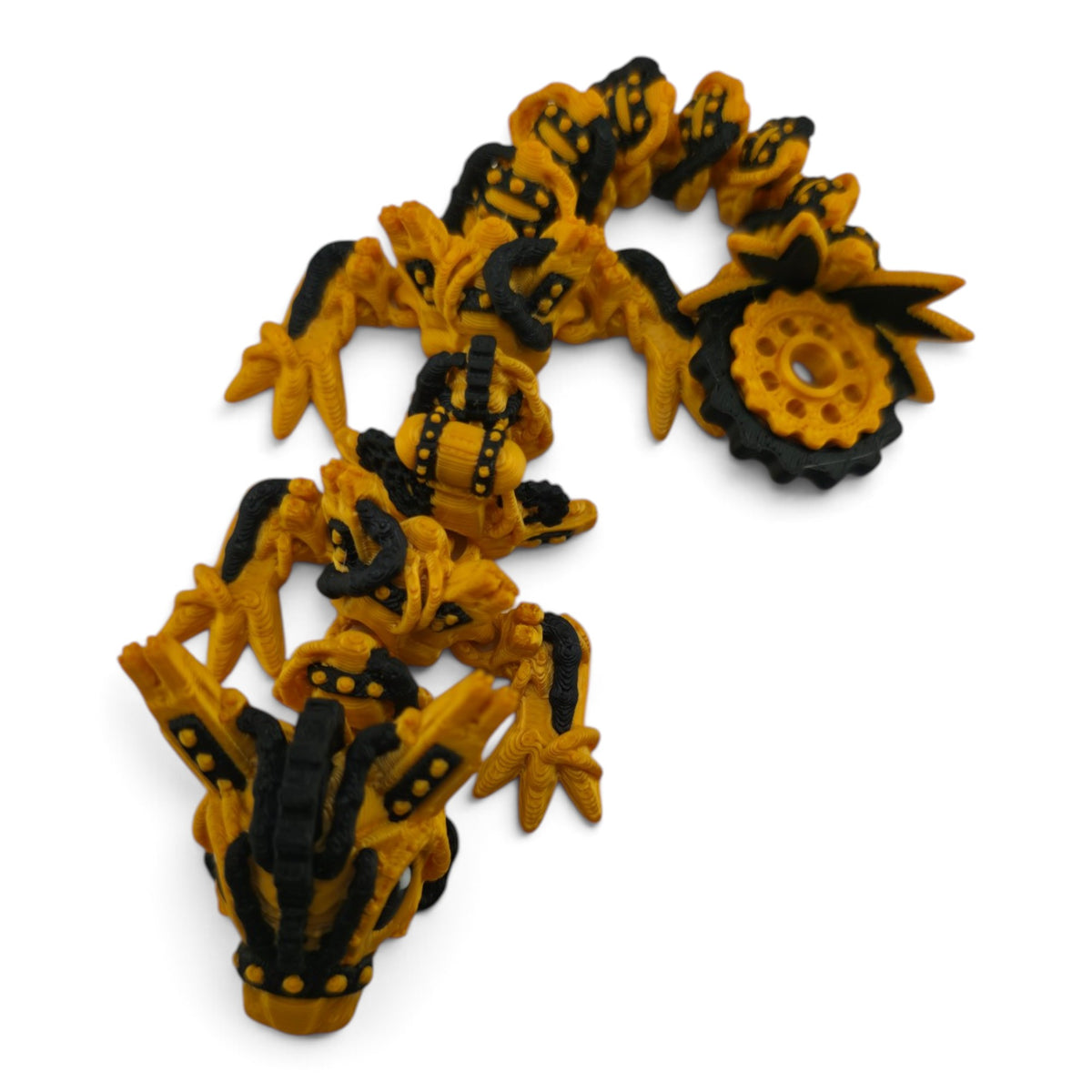 Baby Steampunk Dragon – 6" Gold & Black Articulated Fantasy Collectible | 3D Printed Mechanical-Inspired Desk & Shelf Decor