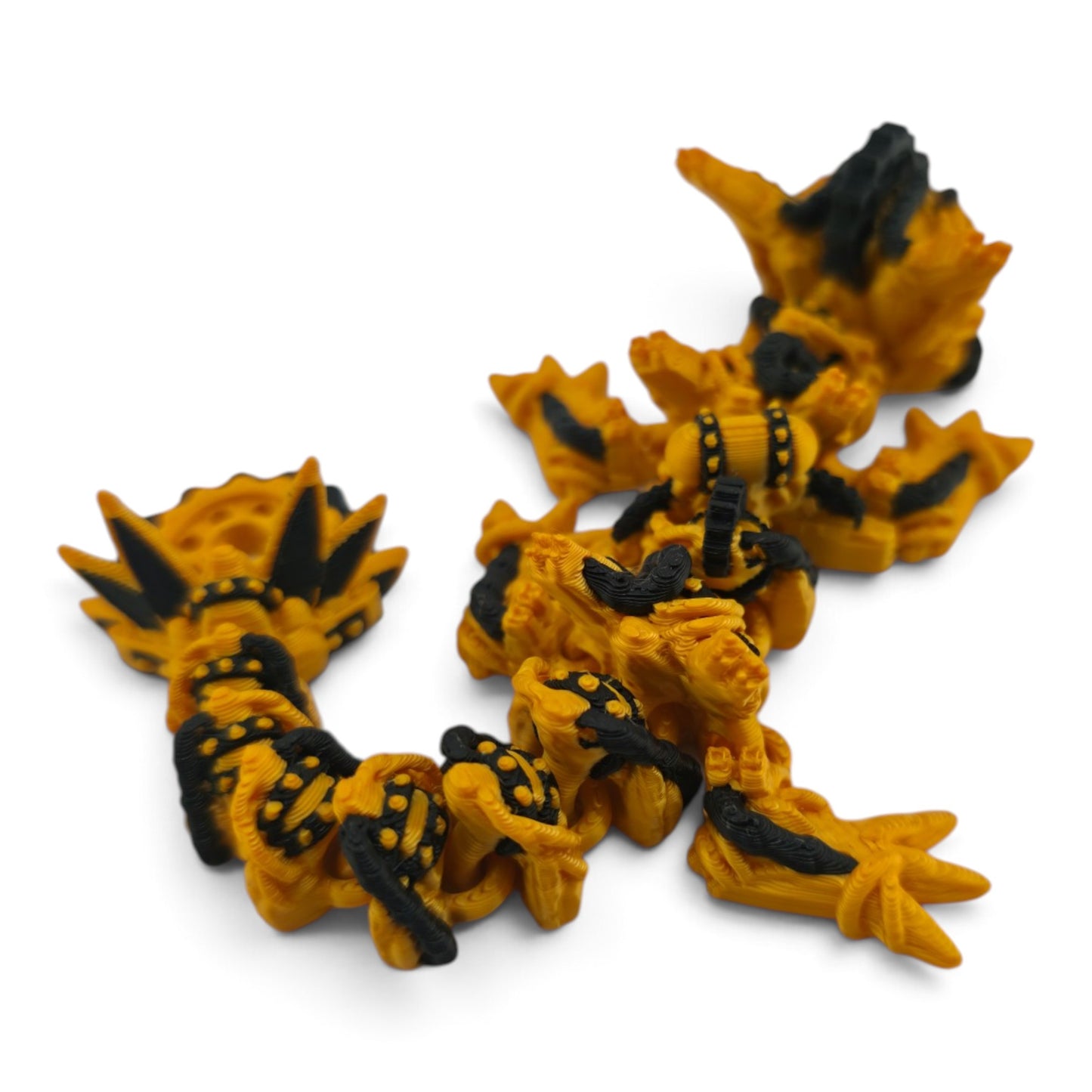 Baby Steampunk Dragon – 6" Gold & Black Articulated Fantasy Collectible | 3D Printed Mechanical-Inspired Desk & Shelf Decor