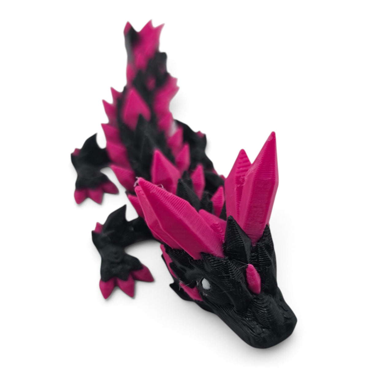 Tiny Crystal Baby Dragon – Black & Pink Articulated Fantasy Collectible | 3D Printed Desk & Shelf Decor