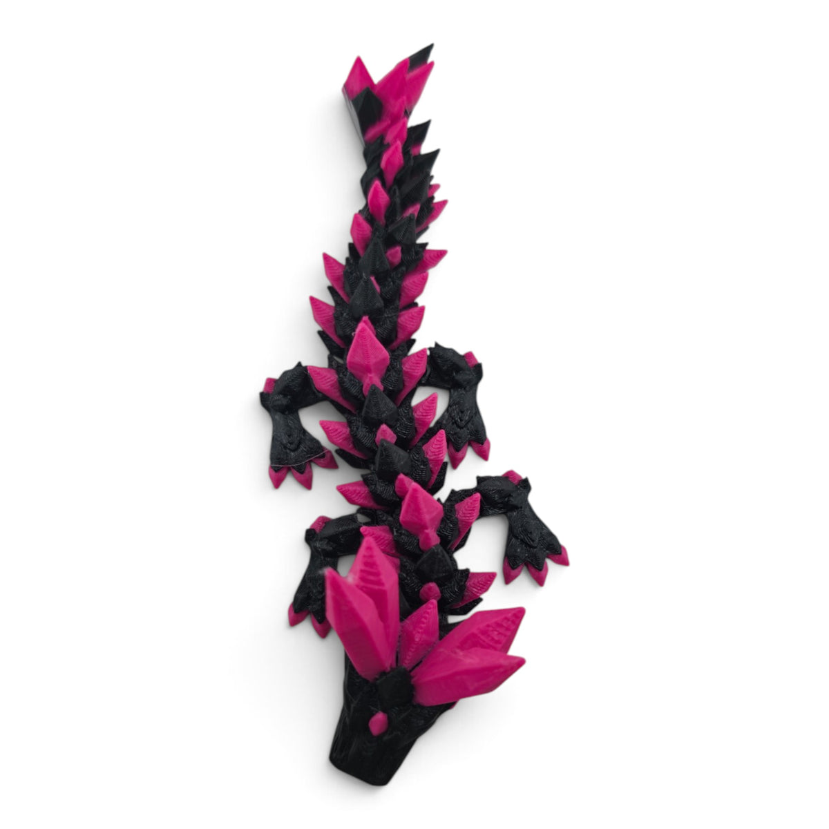 Tiny Crystal Baby Dragon – Black & Pink Articulated Fantasy Collectible | 3D Printed Desk & Shelf Decor