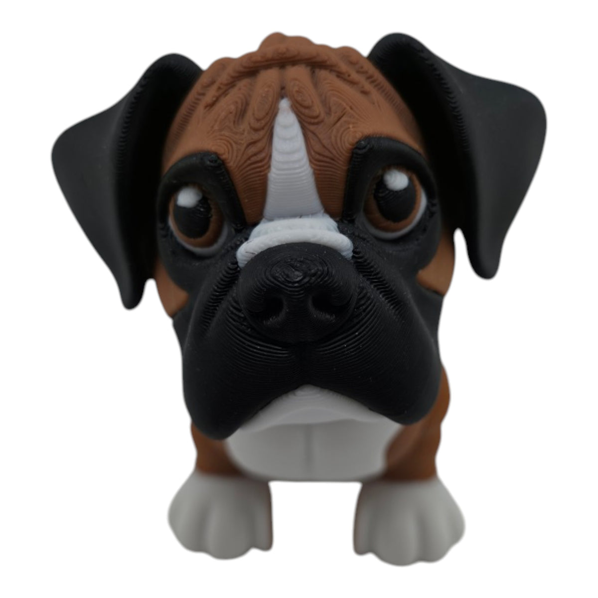 Brown, black and white Boxer Puppy - 2.5 inch 3D printed collectible