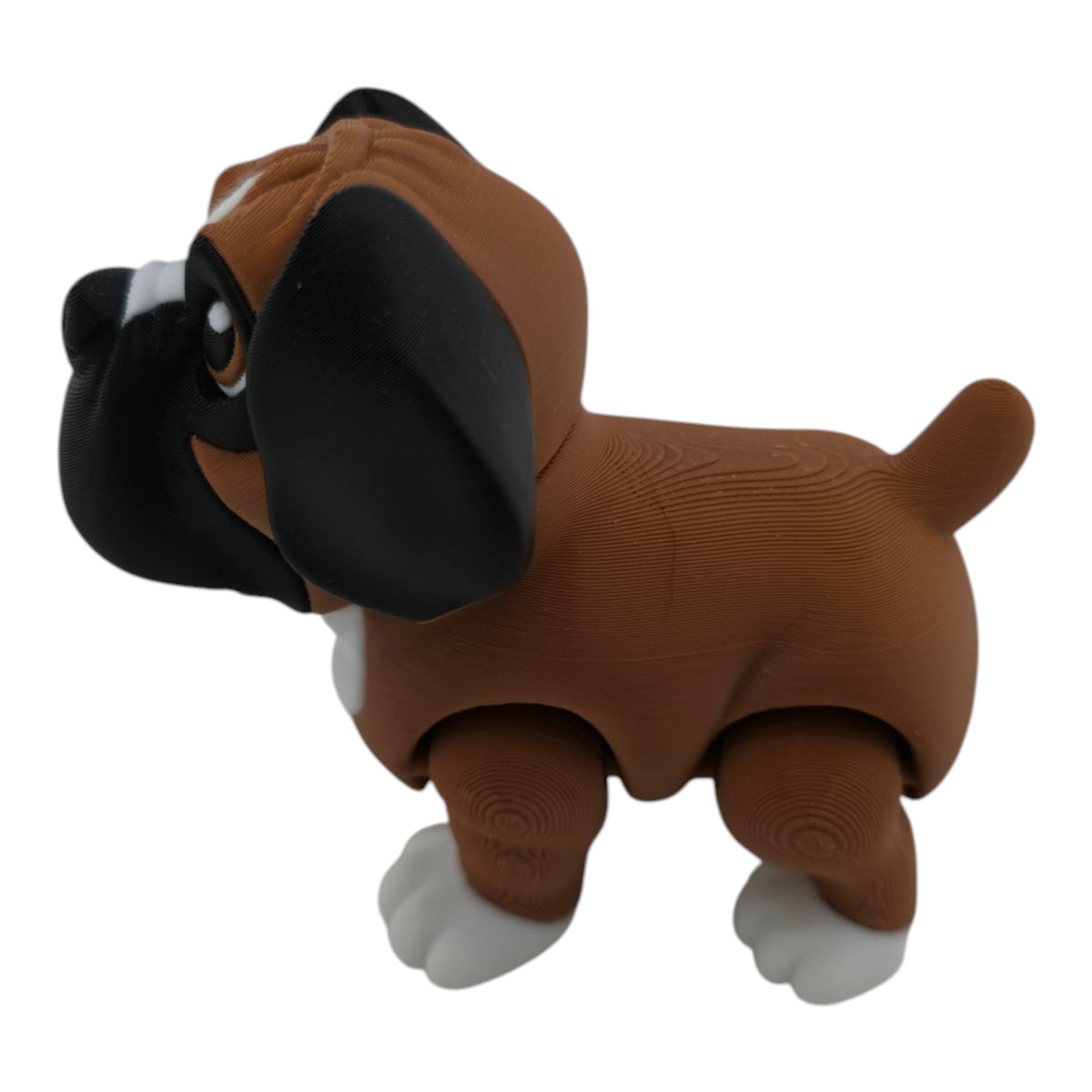 Brown, black and white Boxer Puppy - 2.5 inch 3D printed collectible