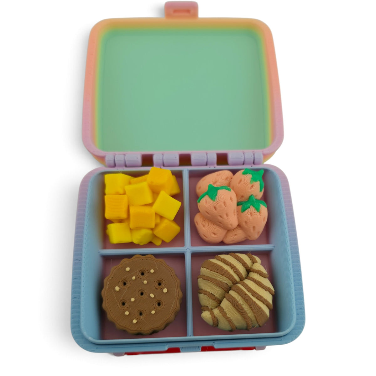 Lunchbox Clicker – 3D Printed Fidget | Movable Handle & Random Food Keycaps | Opening & Closing Lunchbox