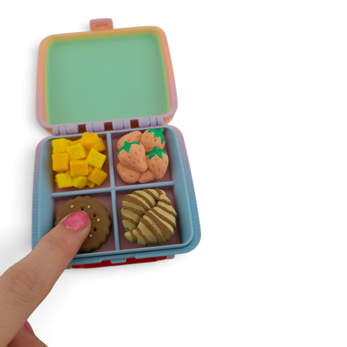 Lunchbox Clicker – 3D Printed Fidget | Movable Handle & Random Food Keycaps | Opening & Closing Lunchbox