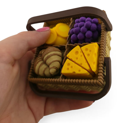 Picnic Basket Multi-Clicker – 3D Printed Fidget | Movable Handles & Random Food Keycaps | Unique Desk & Sensory Toy