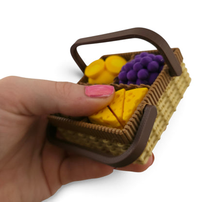 Picnic Basket Multi-Clicker – 3D Printed Fidget | Movable Handles & Random Food Keycaps | Unique Desk & Sensory Toy