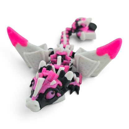 Black & Pink S’mores Baby Dragon – 6" Articulated Fantasy Collectible | 3D Printed Dessert-Inspired Desk & Shelf Decor