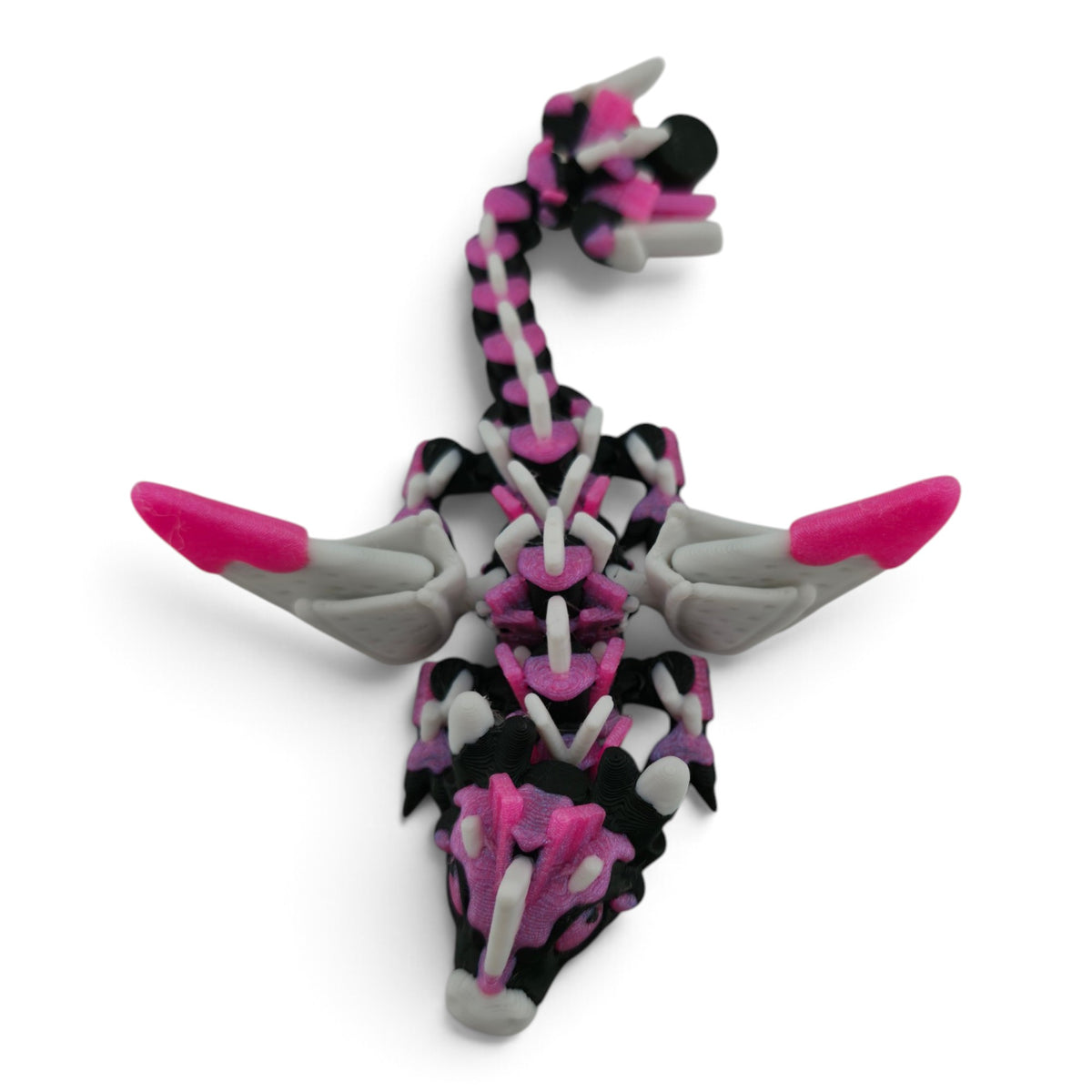 Black & Pink S’mores Baby Dragon – 6" Articulated Fantasy Collectible | 3D Printed Dessert-Inspired Desk & Shelf Decor