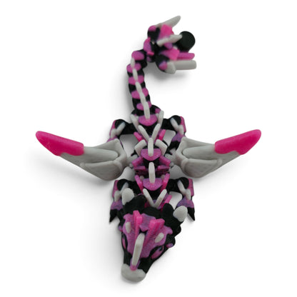 Black & Pink S’mores Baby Dragon – 6" Articulated Fantasy Collectible | 3D Printed Dessert-Inspired Desk & Shelf Decor