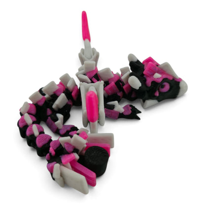 Black & Pink S’mores Baby Dragon – 6" Articulated Fantasy Collectible | 3D Printed Dessert-Inspired Desk & Shelf Decor