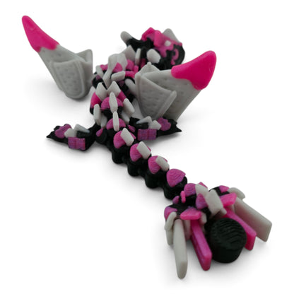 Black & Pink S’mores Baby Dragon – 6" Articulated Fantasy Collectible | 3D Printed Dessert-Inspired Desk & Shelf Decor