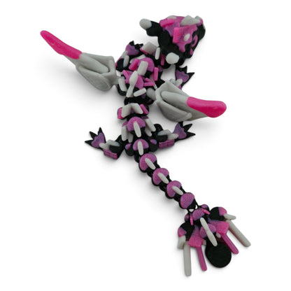 Black & Pink S’mores Baby Dragon – 6" Articulated Fantasy Collectible | 3D Printed Dessert-Inspired Desk & Shelf Decor