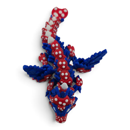 4th of July Cookie Baby Dragon – 6" Red, White & Blue Articulated Fantasy Collectible | 3D Printed Holiday Decor