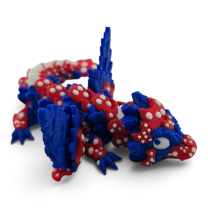 4th of July Cookie Baby Dragon – 6" Red, White & Blue Articulated Fantasy Collectible | 3D Printed Holiday Decor