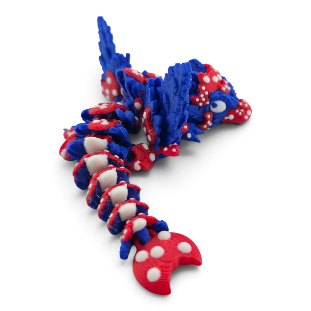 4th of July Cookie Baby Dragon – 6" Red, White & Blue Articulated Fantasy Collectible | 3D Printed Holiday Decor
