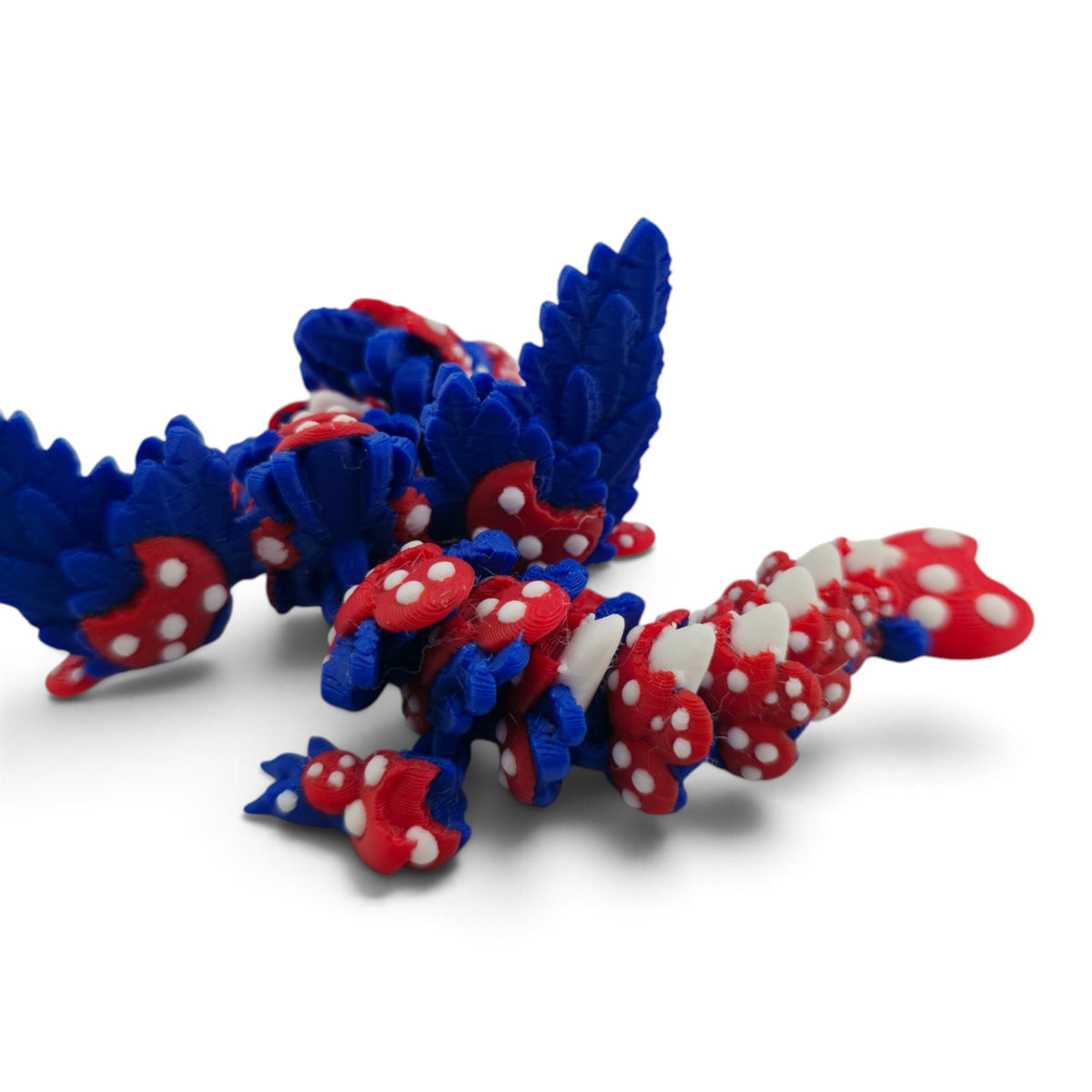 4th of July Cookie Baby Dragon – 6" Red, White & Blue Articulated Fantasy Collectible | 3D Printed Holiday Decor