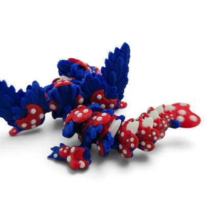 4th of July Cookie Baby Dragon – 6" Red, White & Blue Articulated Fantasy Collectible | 3D Printed Holiday Decor