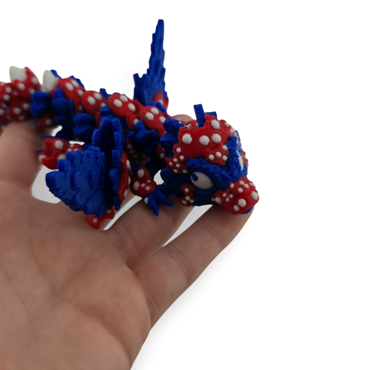 4th of July Cookie Baby Dragon – 6" Red, White & Blue Articulated Fantasy Collectible | 3D Printed Holiday Decor