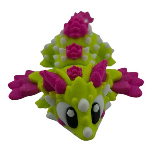 Lime green and magenta Cactus Bloom Mini Dragon by 3DGOB