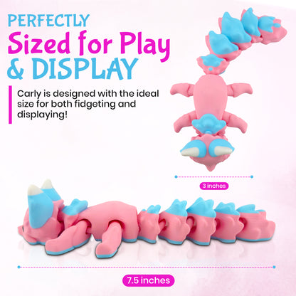 🦊 Carly the Cotton Candy Flexi Fox – 7.5" Articulated Fantasy Desk Decor | 3D-Printed Collectible | Official Layers in Green Design 🎨✨
