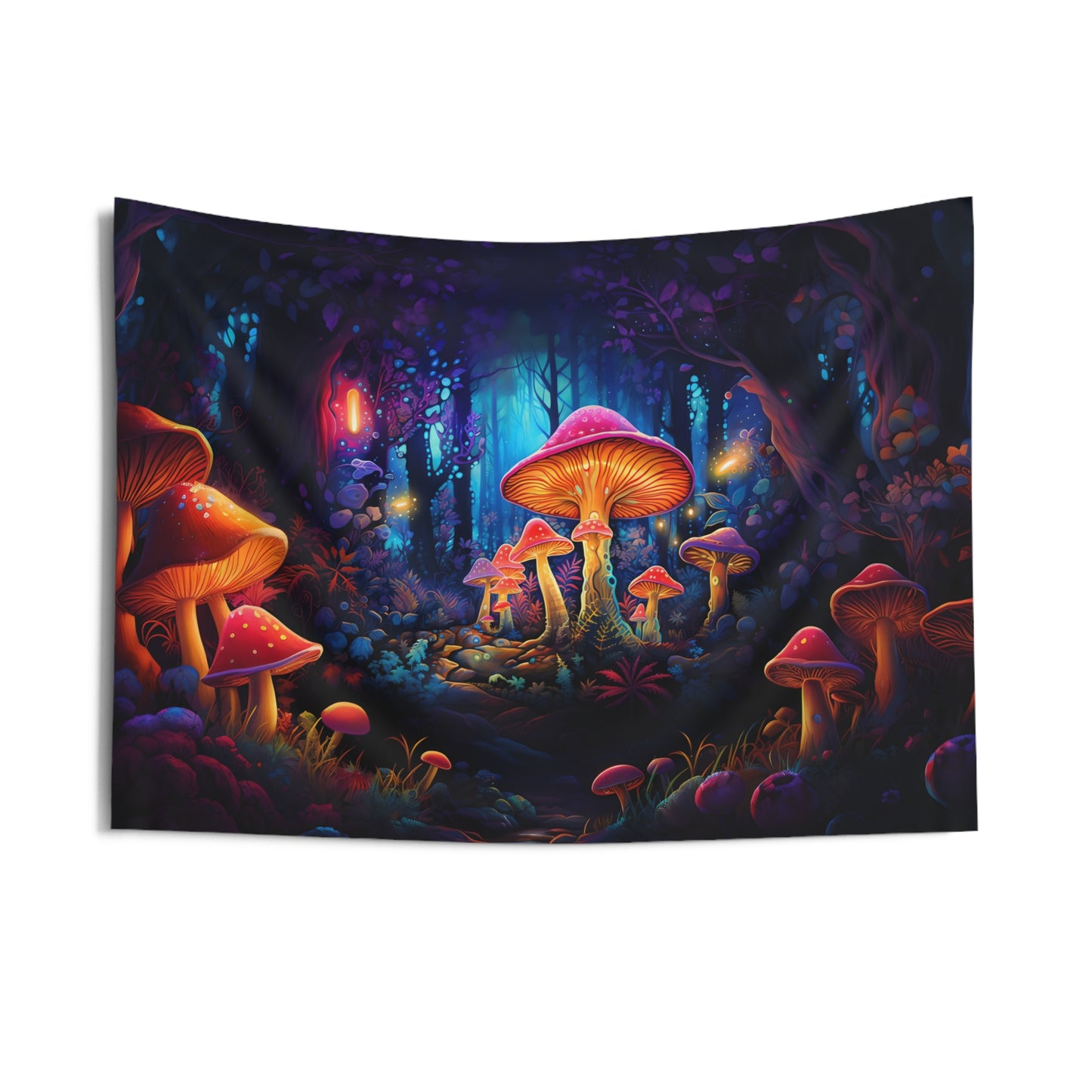 Mystical Forest Glow Mushroom Tapestry | Living Room, College Dorm | Witchy, Cottagecore, Goblincore Aesthetic | Gift Idea