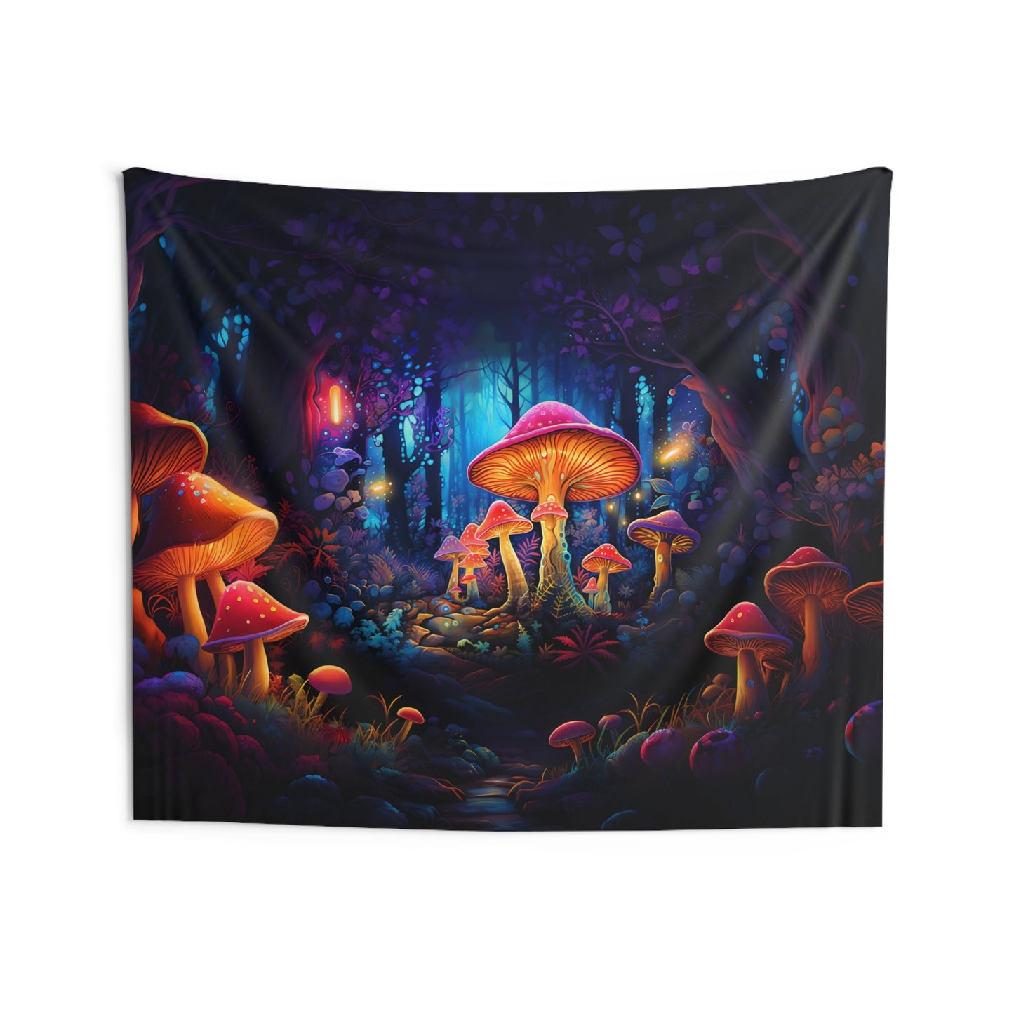 Mystical Forest Glow Mushroom Tapestry | Living Room, College Dorm | Witchy, Cottagecore, Goblincore Aesthetic | Gift Idea