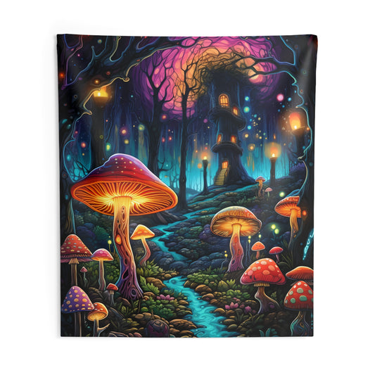 Enchanted Mushroom Forest Tapestry | Witchy & Cottagecore Aesthetic | Unique Wall Art for Dorms, Living Rooms | Gift