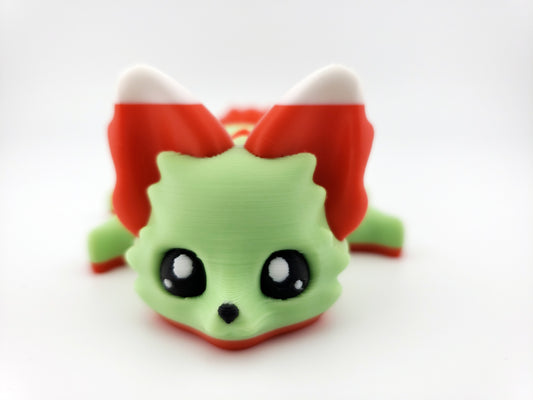 SugarCube The Peppermint Flexi Fox 7.5 Inches - 3D Printed Fantasy Creature - Articulated - Candy Themed Animal Desk Decor