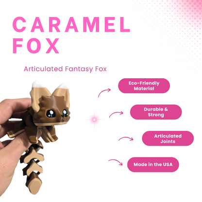 Articulated Caramel Flexi Fox - 3D Printed Fantasy Creature - Authorized Seller - Articulated Desk Buddy