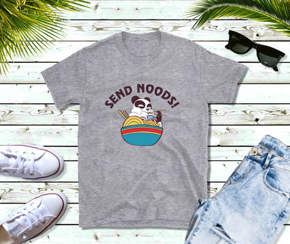 Send Noods! Playful Panda Eating Noodles Shirt - Foodie Gift, Cute Animal Tee, Funny Food Shirt, Food-inspired Apparel,Casual Foodie Fashion