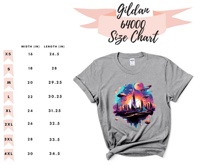 Galactic Cityscape T-Shirt - Vibrant Futuristic Metropolis, Outer Space Exploration, Sci-Fi Tee