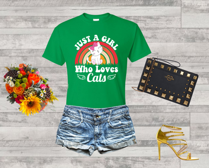 Just A Girl Who Loves Cats Shirt, Cat shirt, Cat Lover Shirt, Kitten T-shirts, Animal Lover Shirt