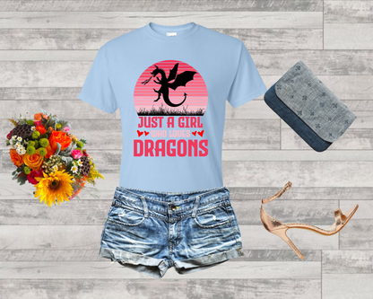 Just a Girl Who Loves Dragons T-Shirt | Dragon Lover Shirt | Unisex Tee