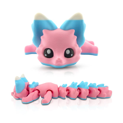 🦊 Carly the Cotton Candy Flexi Fox – 7.5" Articulated Fantasy Desk Decor | 3D-Printed Collectible | Official Layers in Green Design 🎨✨