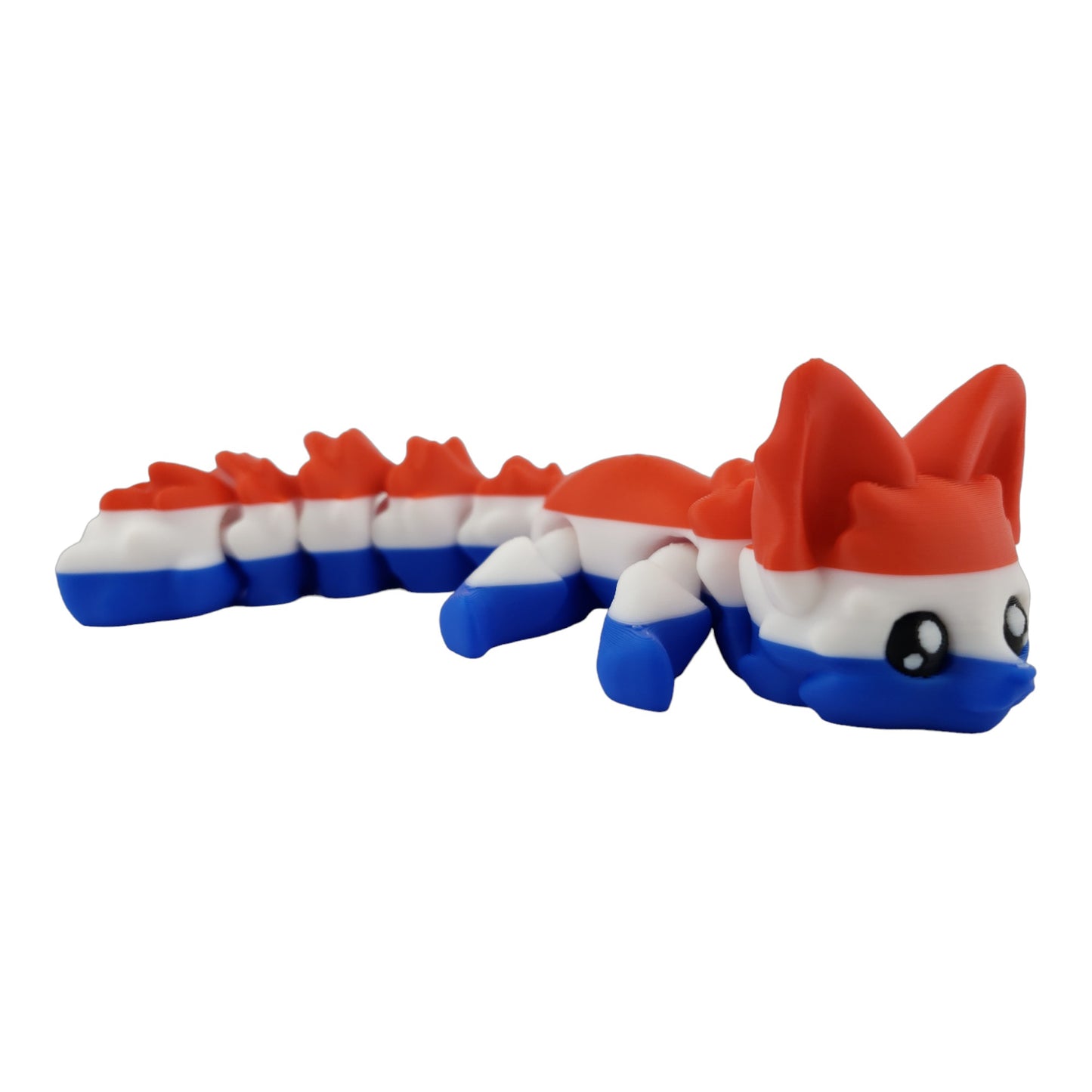 Articulated American Flag Fox - 3D Printed Fantasy  - Articulated Desk Buddy - Patriot 4th Of July - Red, White and Blue - Patriotic