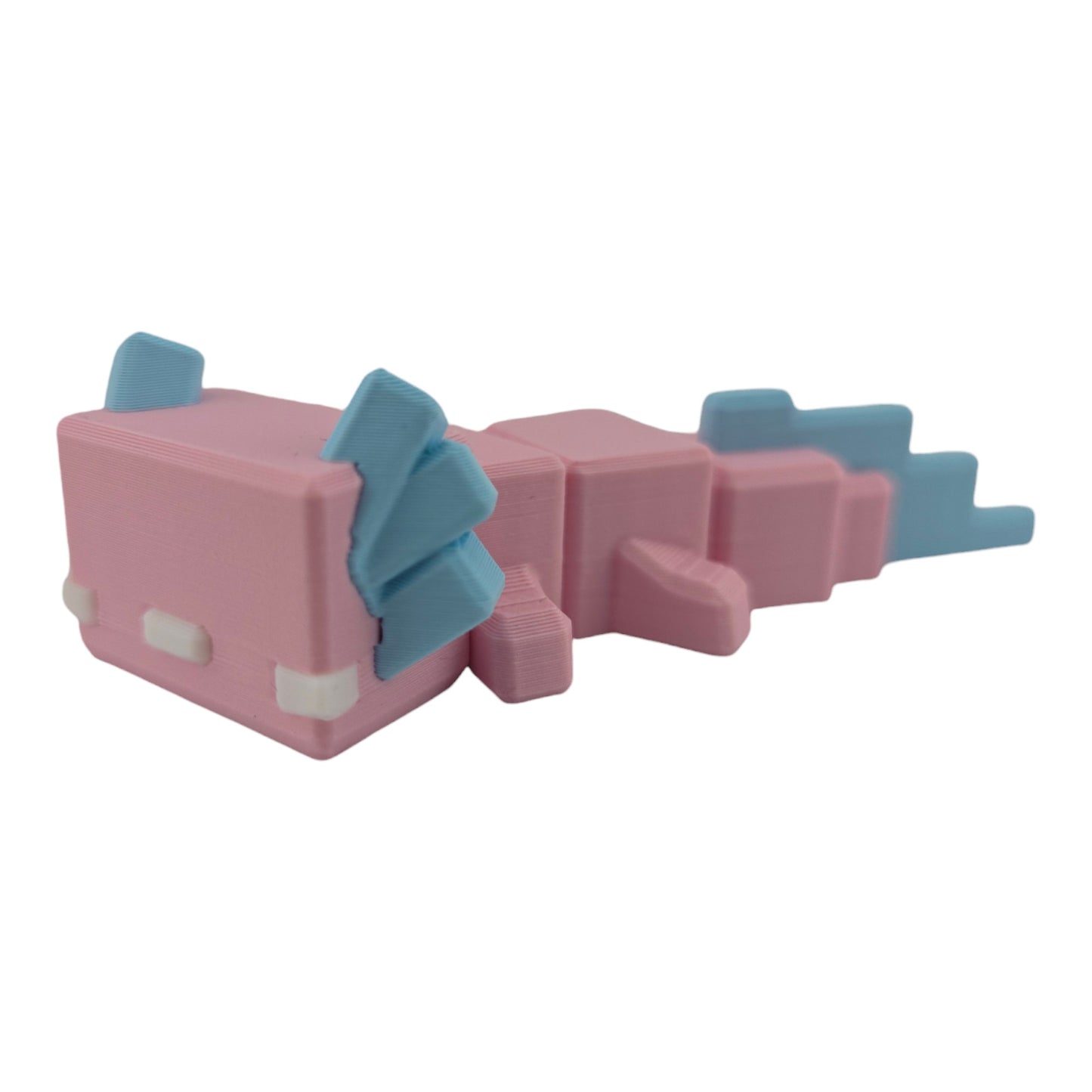 The Geek Galleria Blocky Axolotl – 3D Printed Cube-Body Articulated Figure | Cute Aquatic Desk Companion