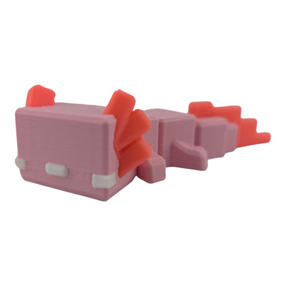 The Geek Galleria Blocky Axolotl – 3D Printed Cube-Body Articulated Figure | Cute Aquatic Desk Companion