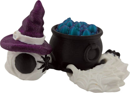 Articulated Witch Turtle - 3D Printed Swappable Hats/Cauldron Covers