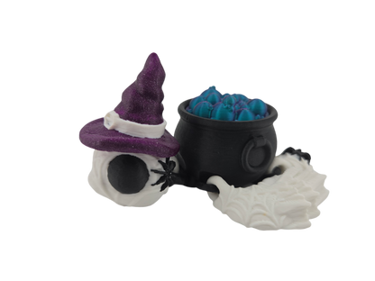 Articulated Witch Turtle - 3D Printed Swappable Hats/Cauldron Covers