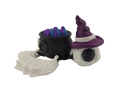 Articulated Witch Turtle - 3D Printed Swappable Hats/Cauldron Covers