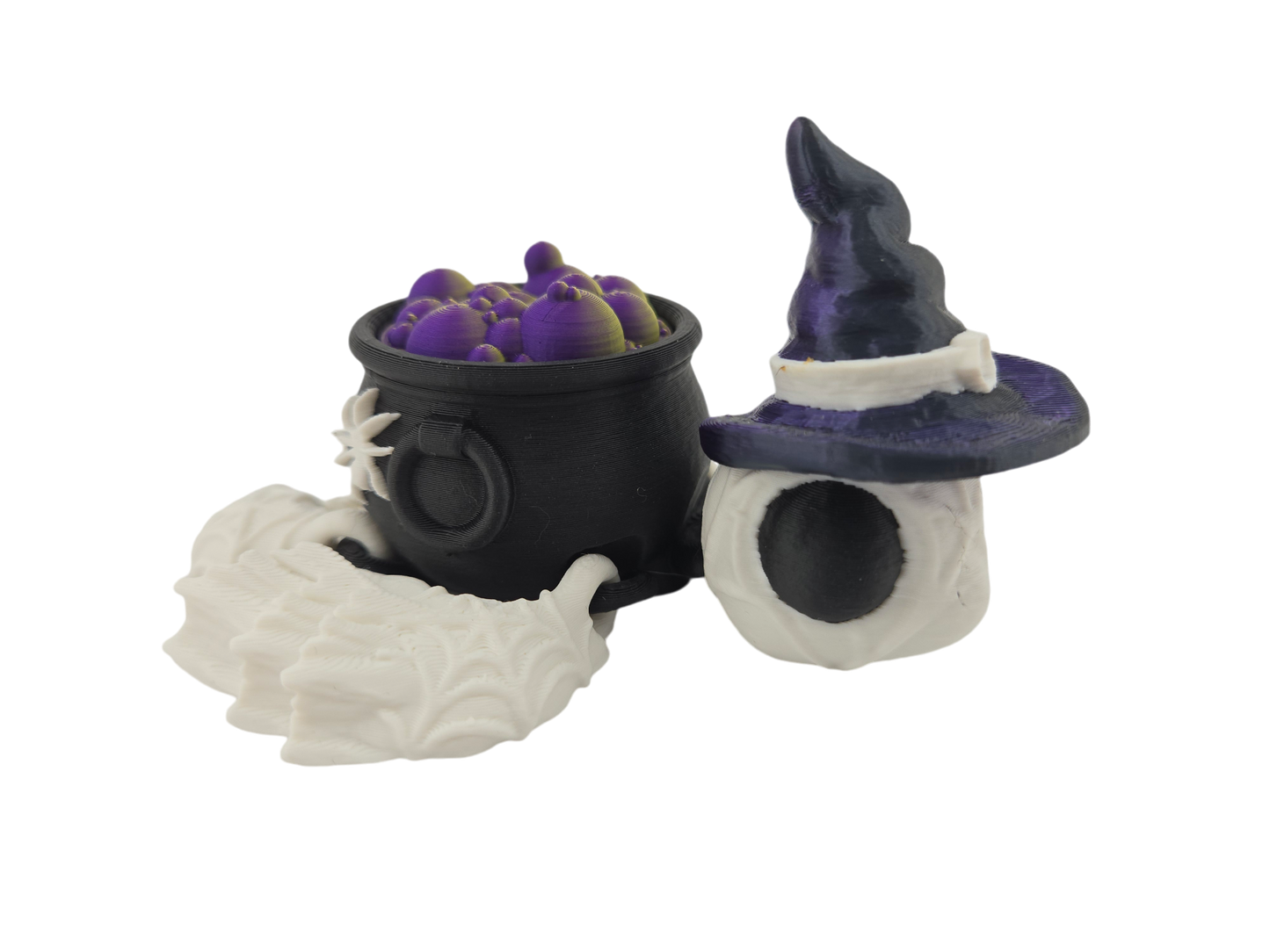 Articulated Witch Turtle - 3D Printed Swappable Hats/Cauldron Covers