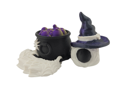 Articulated Witch Turtle - 3D Printed Swappable Hats/Cauldron Covers