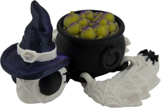 Articulated Witch Turtle - 3D Printed Swappable Hats/Cauldron Covers