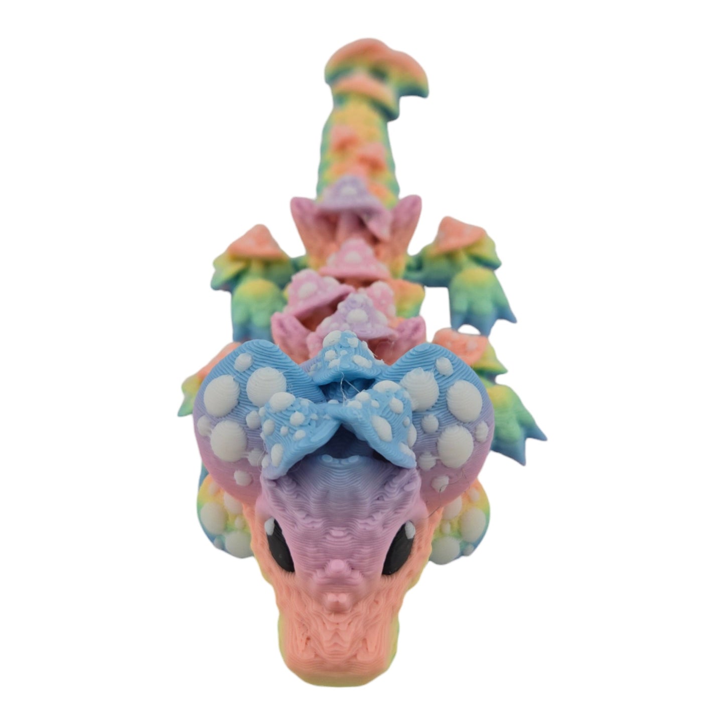 3D Printed 6 Inch Baby Mushroom Dragon, Pastel Rainbow, Articulated Fantasy Creature